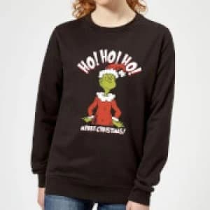 The Grinch Ho Ho Ho Smile Womens Christmas Sweatshirt - Black