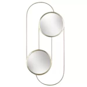 Abstract Double Round Circular Wall Mirror Brass