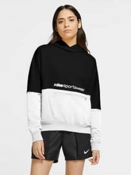 Nike NSW Archive RMX Pullover Hoodie - Black/White, Size 2XL, Women