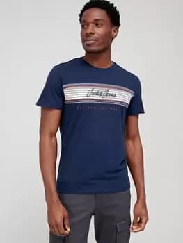 Jack & Jones Script Logo T-Shirt - Navy Blazer, Size S, Men