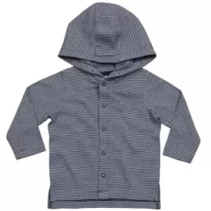 BabyBugz Baby Boys Striped Hooded T-Shirt (12-18 Months) (White/Nautical Navy)