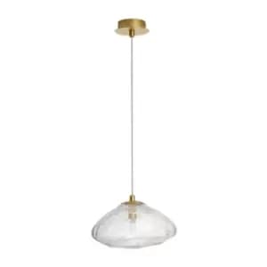 Kildonan 26cm Dome Pendant Ceiling Light Brass Gold Metal Blown Clear Glass LED G9 - Merano