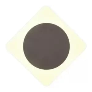 Magnetic Base Wall Lamp, 12W LED 3000K 498lm, 15cm Round 19cm Diamond Centre, Coffee, Acrylic Frosted Diffuser - Luminosa Lighting