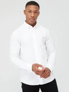 Calvin Klein Jeans Slim Fit Stretch Long Sleeve Oxford Shirt - White