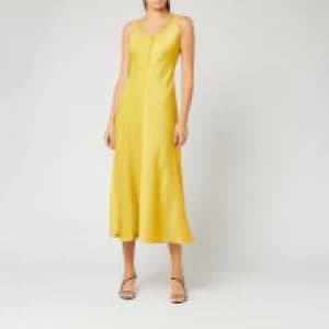 Whistles Womens Pippa Satin Slip Dress - Yellow - UK 10 - Yellow