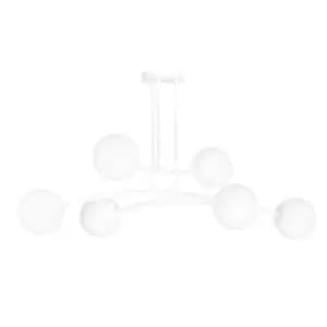 Halldor White Globe Ceiling Light with White Glass Shades, 6x E14