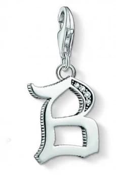Thomas Sabo Letter B Charm Pendant Sterling Silver Blackened Jewellery