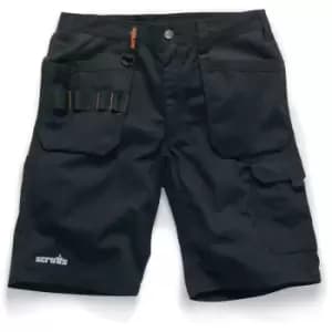 Scruffs Trade Flex Slim Fit Work Shorts With Holster Pockets Black Hardwearing (34 Waist)