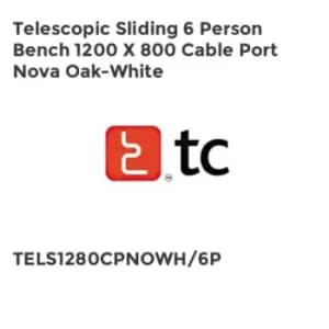 TC Group Telescopic Sliding 6 Person Bench 1200 x 800 Cable Port Nova Oak-White