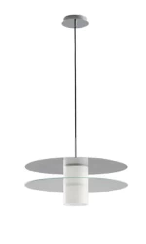 Record Double Disc Pendant, Tinted Glass, Chrome, Opal, E27