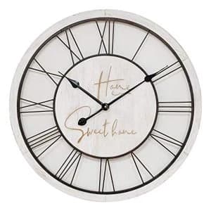 Home Sweet Home Whitewashed Wood & Metal Wall Clock - 60cm