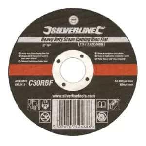 Silverline Heavy Duty Stone Cutting Disc Flat 115 x 3 x 22.23mm 271797