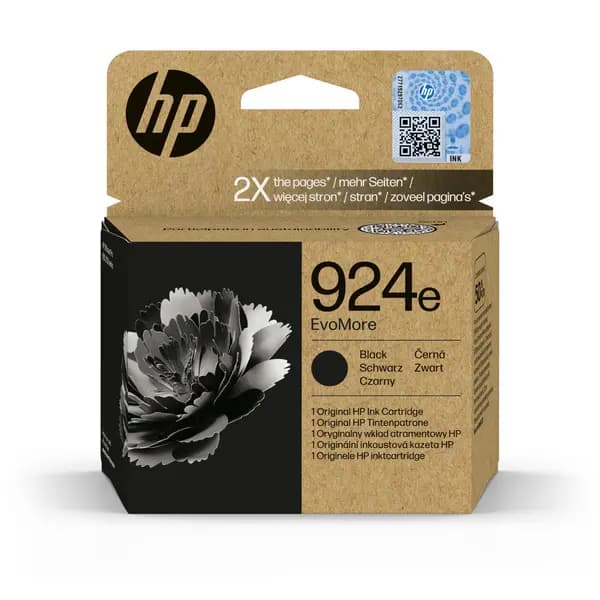 HP 924e EvoMore Black High Capacity Ink Cartridge - 4K0V0NE (Original)