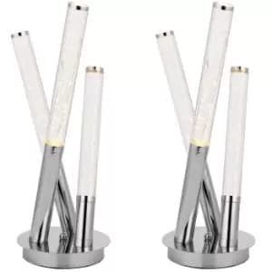 2 PACK 4.5W LED Table Lamp Warm White Unique Chrome Multi Rod Arm Bedside Light