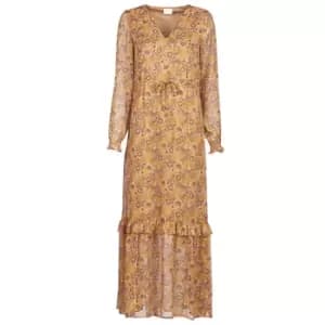 Vila VIFALIA womens Long Dress in Brown - Sizes UK 6,UK 8,UK 10,UK 12,UK 14