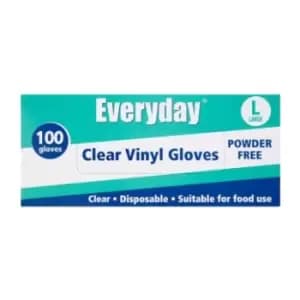 Everyday Disposable Clear Vinyl Gloves - Large 100 per pack
