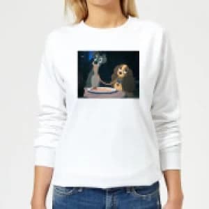 Disney Lady And The Tramp Spaghetti Scene Womens Sweatshirt - White