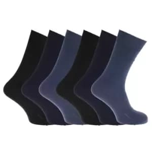 Mens 100% Cotton Ribbed Classic Socks (Pack Of 6) (UK Shoe 6-11, EUR 39-45) (Shade of Blue)
