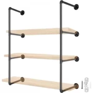 VEVOR Industrial Pipe Shelves 3-Tier Wall Mount Iron Pipe Shelves 2 PCS Pipe Shelving Vintage Black DIY Pipe Bookshelf Each Holds 44lbs Open Kitchen S