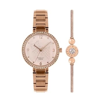 Radley Ladies Rose Gold Tone Watch & Bracelet Gift Set