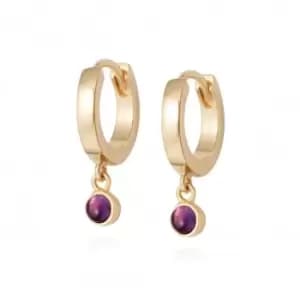 Amethyst Healing Huggie Hoops 18ct Gold Plate Earrings HE3002_GP