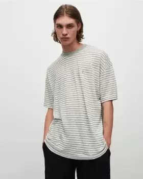AllSaints Alva Striped Linen Blend Crew T-Shirt