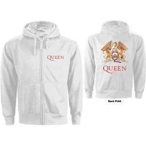 Queen - Classic Crest Ladies Large Hoodie - White