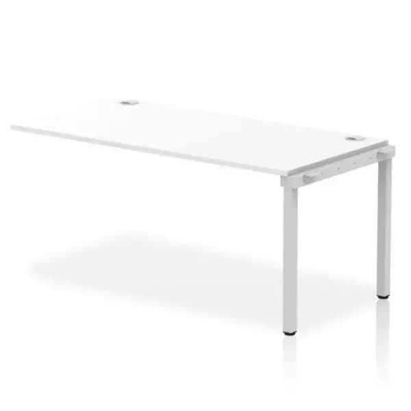 Impulse Bench Impulse Bench Single Row Ext Kit 1600 Silver Frame Office Bench Desk White IMBSXT16WHTS