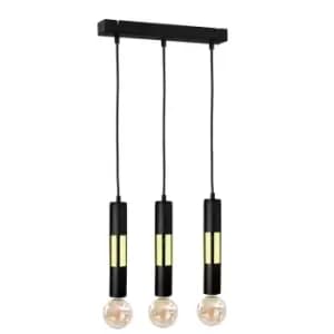 Magnum Bar Pendant Ceiling Light Black, Gold, 50cm, 3x E27