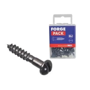 ForgeFix Wood Screw Slotted Round Head ST Black Japanned 1" x 10 Forge Pack 15