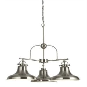 3 Light Pendant Satin Silver, White, E27