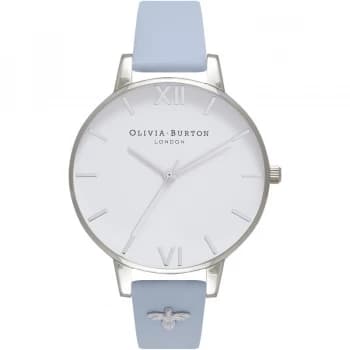 Embellished Strap Silver & Chalk Blue Watch