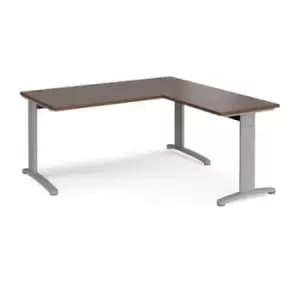 Office Desk Rectangular Desk 1600mm With Return Walnut Tops With Silver Frames TR10