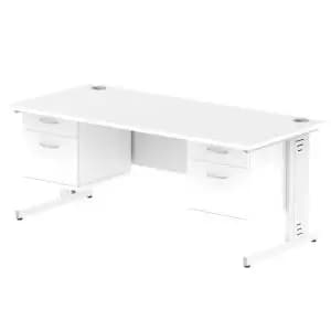 Impulse 1800 Rectangle White Cable Managed Leg Desk White 2 x 2 Drawer