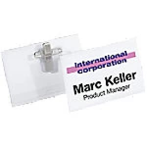 Durable Standard Name Badge with Combi Clip Landscape 75 x 40mm 815719 50 Pieces