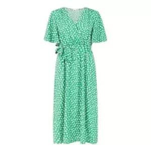 Yumi Green Daisy Print Wrap Dress - Green