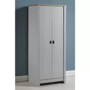 Ludlow White & Oak Lacquer 2 Door Wardrobe - Seconique