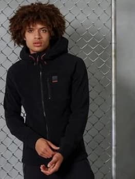 Superdry Polar Fleece Zip Hoodie - Black, Size XS, Men