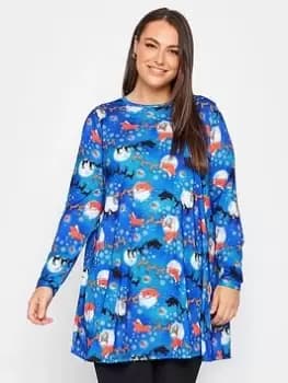 Yours Novelty Long Sleeve Tunic Starry Nights - Blue Size 14, Women