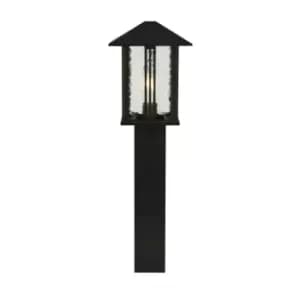 1 Light Outdoor Post (740mm Height) - Black With Water Glass
