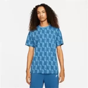 Nike Short Sleeve Print T-Shirt Mens - Blue