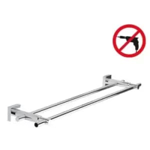Tesa Hukk Towel rack 2 fixed bars, chromed metal, easy installation without drilling (40253-00000-00)