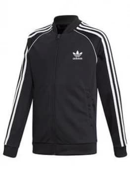 Boys, adidas Originals Childrens Superstar Zip Front Top - Black, Size 11-12 Years