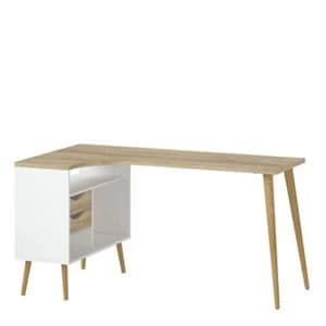 Ebru Matt white oak effect Painted 2 Drawer Desk (H)758mm (W)1451mm (D)810mm