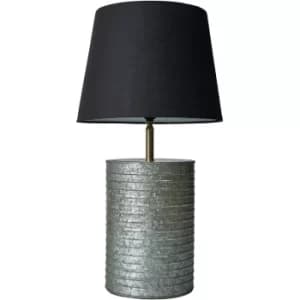 Zinc Metal Barrel Table Lamp with Large Lampshade