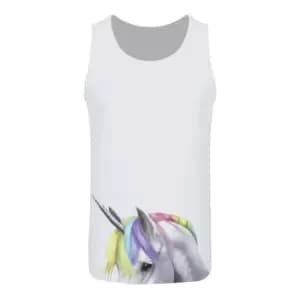 Inquisitive Creatures Mens Rainbow Unicorn Vest Top (L) (White)