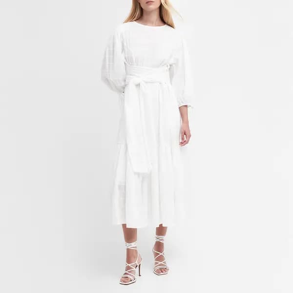 Barbour Kelburn Cotton-Blend Seersucker Gauze Midi Dress - UK 16