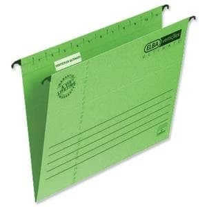 Elba Verticflex Foolscap Ultimate Suspension File Manilla 240gsm 15mm V Base Green Pack of 25