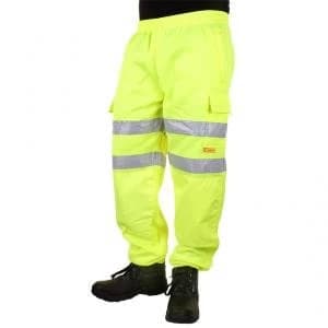 B Seen Jogging Bottoms Hi Vis Zip Pockets 2XL Saturn Yellow Ref