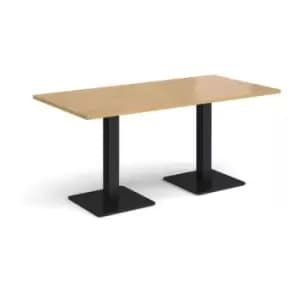 Brescia rectangular dining table with flat square Black bases 1600mm x 800mm - oak